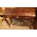 Mahogany console table with three drawers on cabriole legs 90 x 30 x 70 H cm