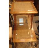 Two rattan glass top occasional tables largest 121 x 60 x 48 cm H