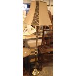 Brass standard lamp with shade