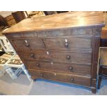 Mahogany chest of two short over three long drawers on bracket feet 121 x 54 x 114 cm H