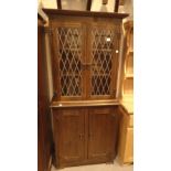 Oak glazed bookcase with cupboard below 82 x 33 x 183 cm H