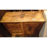 Brass bound hardwood cupboard with two drawers below 67 x 27 x 60 cm H