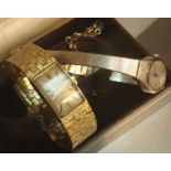 Accurist ladies yellow metal wristwatch and a white metal wristwatch