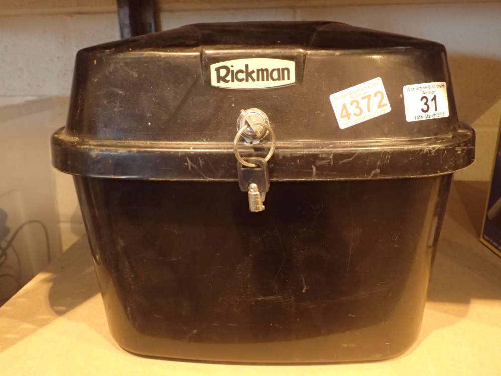 Small Rickman motorcycle top box black with key 30 x 30 x 30 cm