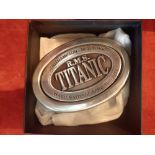 Boxed English pewter Titanic box L: 12 cm