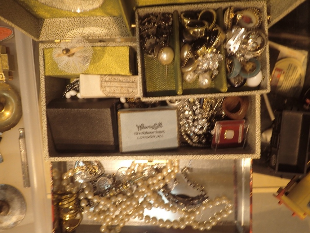 Two boxes of mixed unsorted costume jewellery