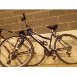 Genisis Free Spirit purple ladies mountain bike with stand