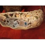 Unmarked believed Gouda sweetmeats bowl with pierced decoration L: 27 cm