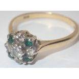 18ct gold diamond and emerald ring size