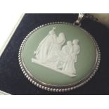 Silver Wedgwood necklace and jasper pend