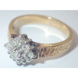 18ct yellow gold diamond cluster ring si