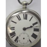 White metal key wind pocket watch