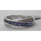 9ct white gold fancy sapphire and diamon