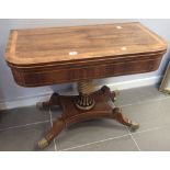 Good walnut crossbanded card table with