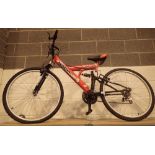 Harlem USA Devil red mountain bike with twin suspension