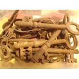 Selection of vintage keys including handmade examples