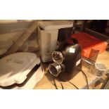 Box of telephones grill coffee maker and shredder