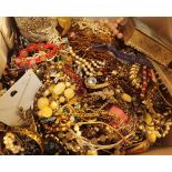 Large box of mixed costume jewellery