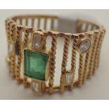 18ct gold emerald and diamond ring from Hong Kong size P