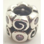 Genuine Pandora stone set and swirl screw on charm