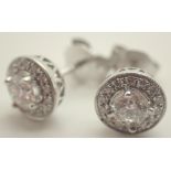 18ct white gold fancy diamond halo studs approximately 0.7ct RRP £1800.