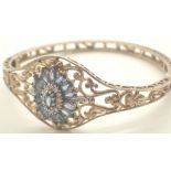 9ct gold diamond and sapphire set bangle 16.