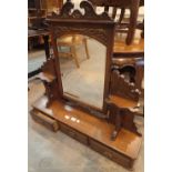 Victorian mahogany dressing table back with three drawers and mirror