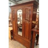 Edwardian double wardrobe with mirror door