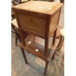 Oak sewing box and an occasional table
