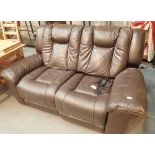 Double electric reclining leather settee in working order