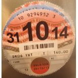 Six road fund tax discs 2009 - 2014