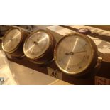 Wood cased with brass mounts 3 dial weatherstation