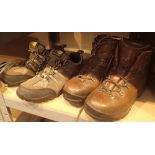 One pair of walking boots size 39 and a pair of trainers size 41