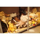 Two shelves of soft toys various makes and types