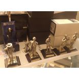 Royal Hampshire pewter finish figurines all in box five Chaplin Wayne Bogart etc two Tussauds