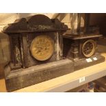 Two marble / slate mantel clocks A/F spares / repairs