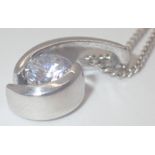 925 silver solitaire pendant on 925 silver curb necklace