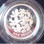 1997 silver proof Piedfort one pound coin