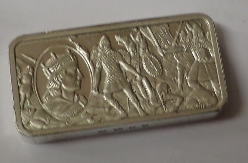 Hallmarked silver ingot for Edmond Ironside 65.