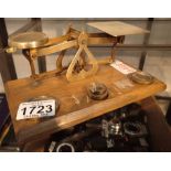 Brass and wood set of postal scales