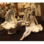 Two Lladro ballerinas and one nao