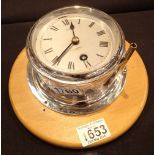 Beech mounted chrome ships clock by Browne and co