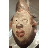 Punu ethnic carved wooden ceremonial mask L: 40 cm