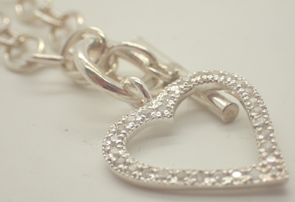 925 silver necklace heart design with T-bar