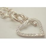 925 silver necklace heart design with T-bar