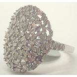 925 silver fancy diamond cluster ring size T