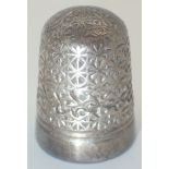 White metal Charles Horner cased thimble marked CH Dorcas