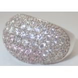 925 silver pink and white stone set ring size M / N