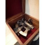 Boxed brass sextant marked Kelvin and Hughes