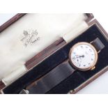 9ct gold WWI officers style watch Pidducks of Hanely in original box